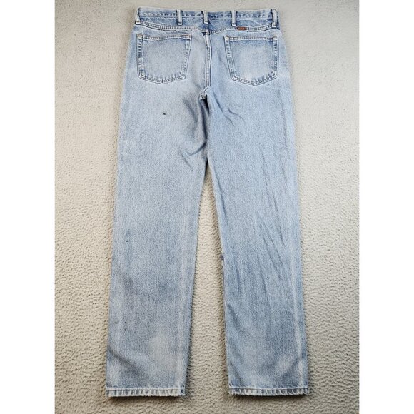 Mens 36x34 Blue Denim Workwear Jeans Wrangler Rustler Classic Stonewashed Pants - Picture 2 of 16